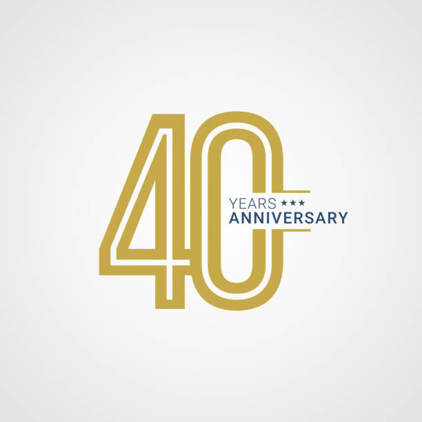 illustrazioni stock, clip art, cartoni animati e icone di tendenza di illustrazione vettoriale del badge del 40° anniversario - numero 40