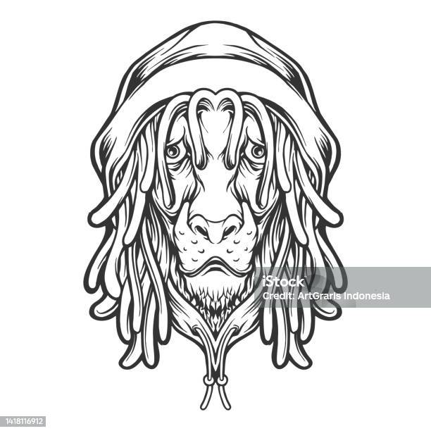 Reggae Animals Lion Head Cool Rasta With Hat Reggae Silhouette Stock Illustration ...