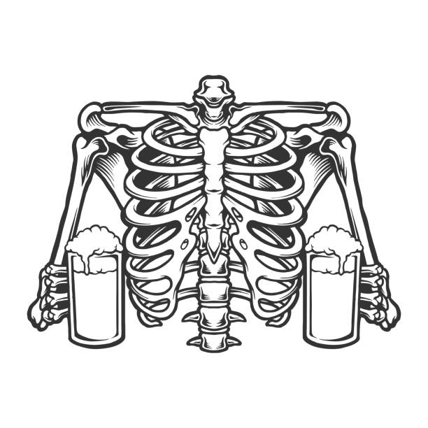 유리 맥주 단색의 갈비뼈 - toast party silhouette people stock illustrations