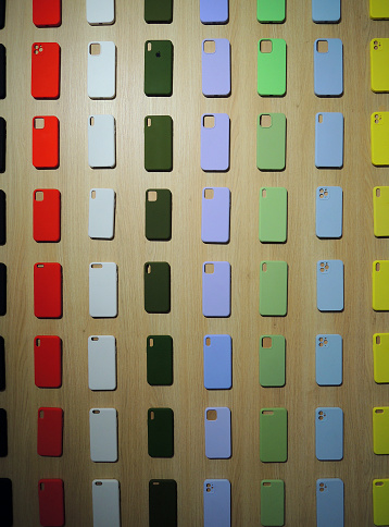 Colorful Phone Cases Laid Out In Order