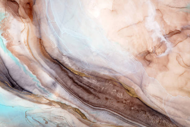 istock Abstract paint in light beige tones. Painted by alcohol ink. 1418119141