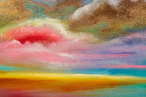 istock Abstract painting picture with a colorful sky. 1418119603