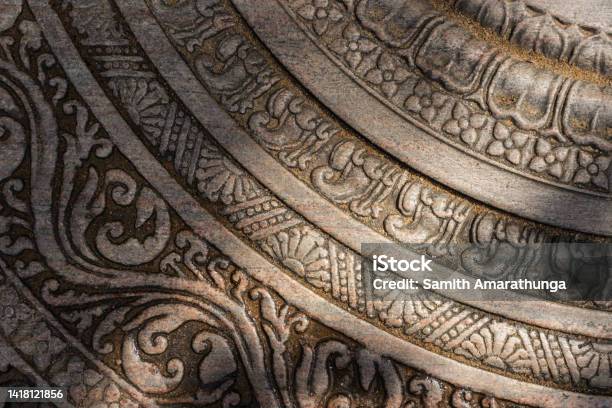 Moonstone Of Anuradhapura Era Stock Photo - Download Image Now - Ancient, Ancient Civilization, Anuradhapura