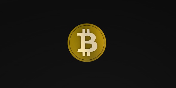 Imagen de bitcoin sobre fondo negro photo