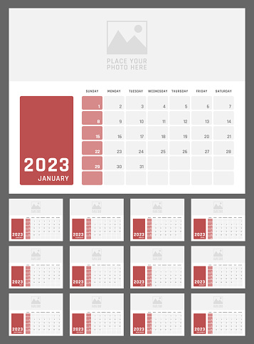 calendar for 2023 starts sunday, vector calendar design 2023 year