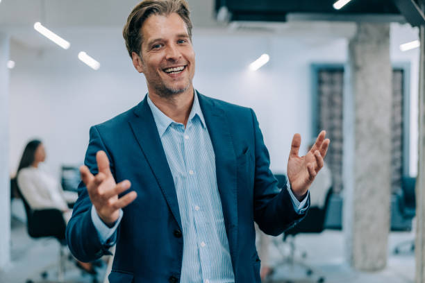 istock Successful businessman in the office. 1418128092