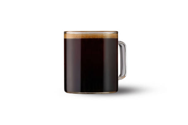 istock Glass cup with Coffee, hot drink isolated on white background. Arabica, filter coffee in a mug. 1418129627