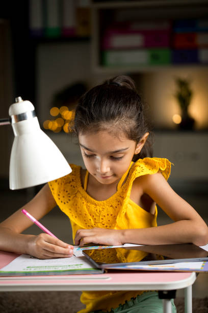 istock Girl doing homework at home 1418130085