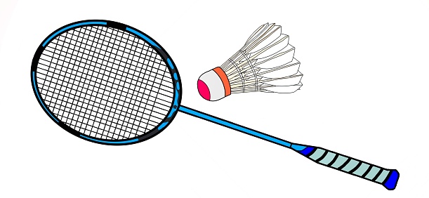 ✓ Badminton racket and shuttlecock black silhouettes, vector illustration  Stock Photos