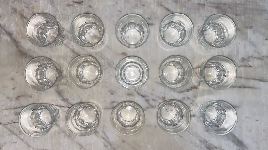 A set of empty glasses