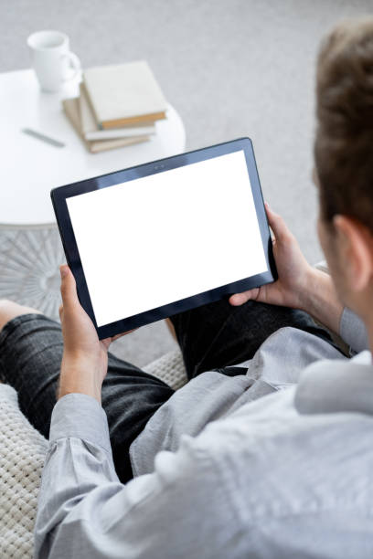 istock virtual life casual man computer mockup relaxed 1418149211