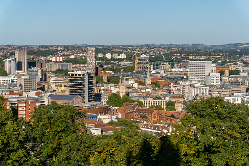 Bristol United Kingdom buildings in the central city from a high angle view
