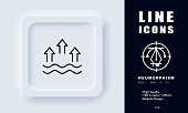 istock Water evaporation line icon. Arrows up over waves, water cycle in nature, circulation, clean, eco, precipitation. Ecology concept. Neomorphism style. Vector line icon for Business and Advertising 1418154546