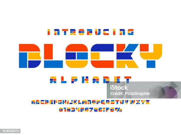 Blocky Code Font Blocky Font Stock Illustration - Download Image Now - Block Shape ...