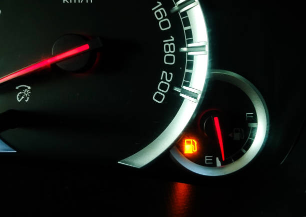 istock Oil level gauge show icon low fuel warning on car dashboard 1418156494