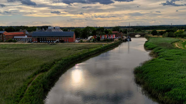 Snape Maltings on the River Alde stock photo