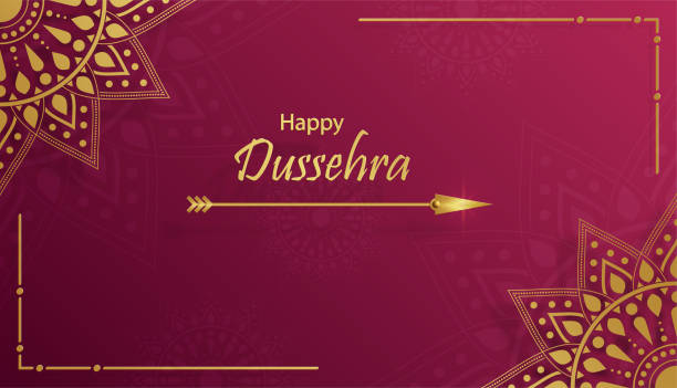 Happy Dussehra festival celebration Happy Dussehra festival celebration, Indian illustration of Lord Rama symbols and with Oriental elements and arrow bow menakshi stock illustrations