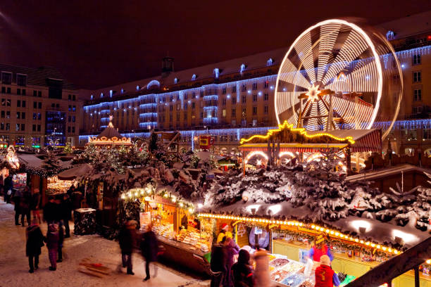 Christmas Market Striezelmarkt in Dresden, Germany stock photo