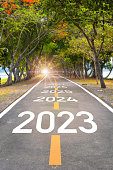 istock Five years from 2023 to 2027 on asphalt road surface 1418161684