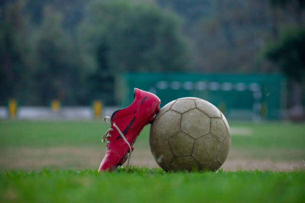 Football and kit at football ground
