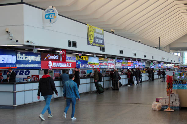 Interior of ASTI bus terminal at the central bus station of Ankara, the capital of Turkey stock photo