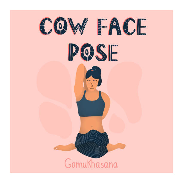 гибкая спортивная девушка делает позу йоги с коровьим лицом. - cow face pose stock illustrations