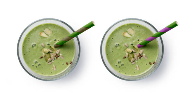 istock Green smoothie detox drink isolated on white 1418172230