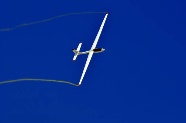 Hang glider soaring in the air