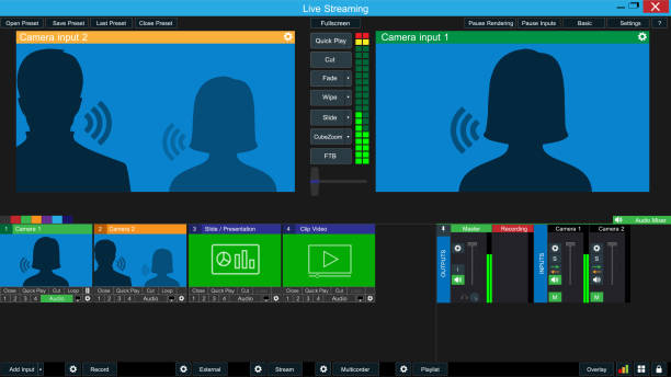 ビデオスイッチャーとライブストリーミングディスプレイ - ポスプロスタジオ点のイラスト素材／クリップアート素材／マンガ素材／アイコン素材