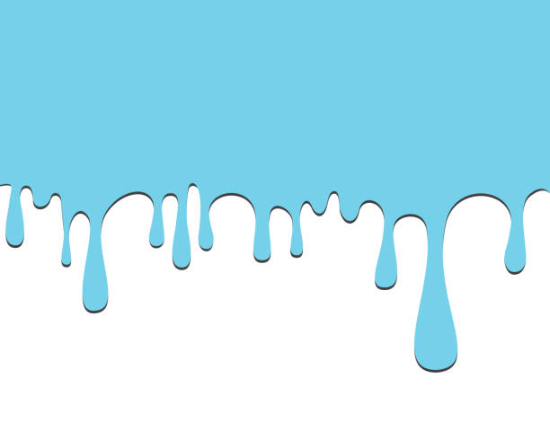 istock Flow of a liquid forming water droplets of paint or ink falling 1418179764