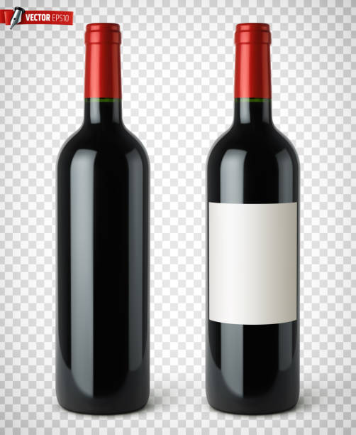 ilustraciones, imágenes clip art, dibujos animados e iconos de stock de botellas de vino realistas vectoriales - wine bottle