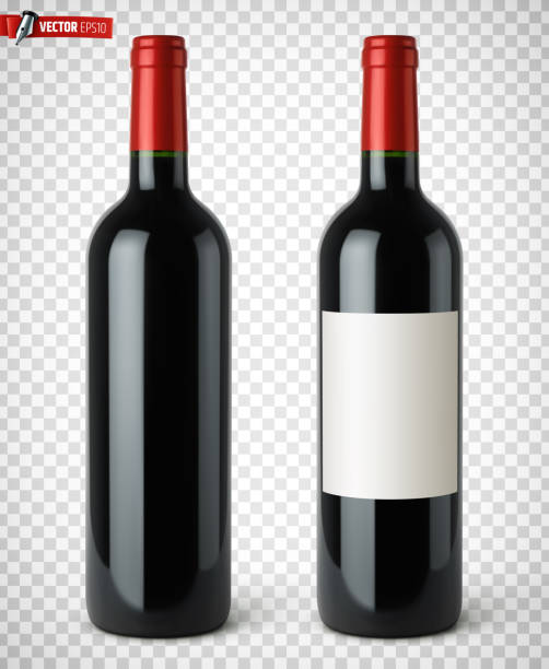 Vector realistic wine bottles Vector realistic illustration of red wine bottles on a transparent background. wine bottle stock illustrations