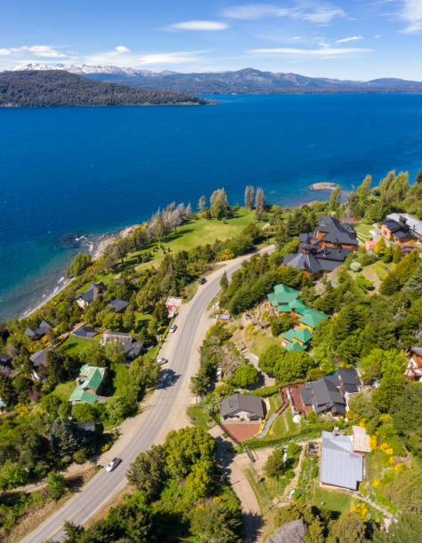 bariloche and its spectacular view over lake and andes. argentina - bariloche imagens e fotografias de stock