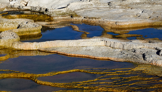 Colorful terraced pools, Mammoth Hot Springs, Yellowstone.