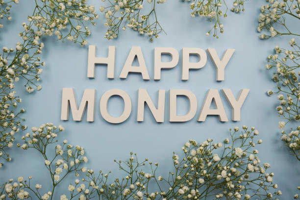 istock Happy Monday alphabet letters on blue background 1418190571