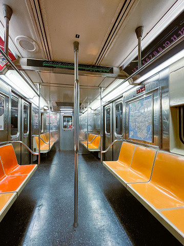 Inside of New York City subway train