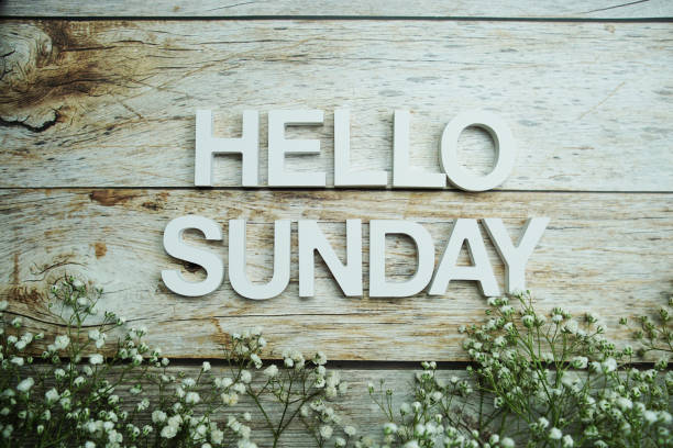 istock Hello Sunday alphabet letters on wooden background 1418190800