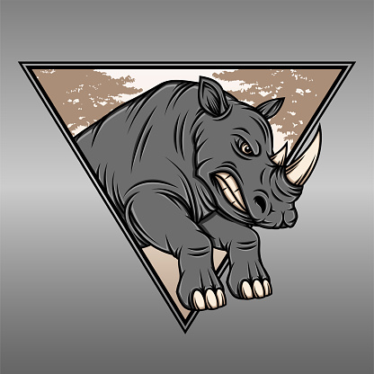 Cool Rhino Vector Illustration With Triangle Landscape