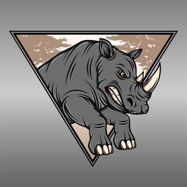 Cool Rhino Vector Illustration Cool Rhino Vector Illustration With Triangle Landscape animal macho stock illustrations