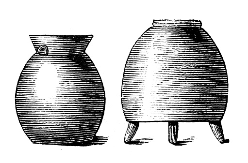 Antique illustration, ethnography and indigenous cultures: Africa, Clay vases