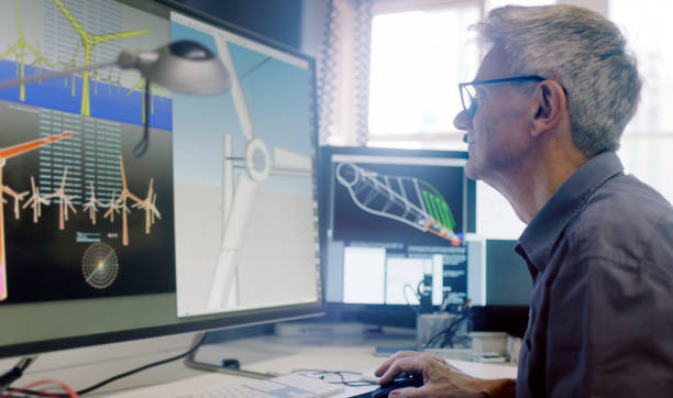 CAD wind farm design stock photo