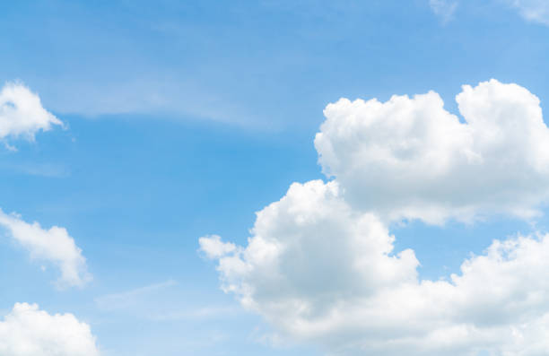 istock Beautiful blue sky and white cumulus clouds abstract background. Cloudscape background. Blue sky and fluffy white clouds on sunny day. Nature weather. Beautiful blue sky for happy day background. 1418201345