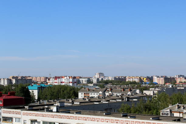 istock Morning summertime. View overlooking the town 1418204103