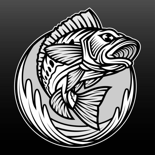 ilustrações de stock, clip art, desenhos animados e ícones de cool big bass - fish prepared fish fishing bass