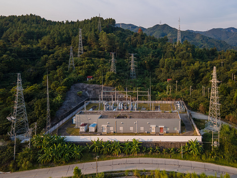 Aerial photograph of power substation