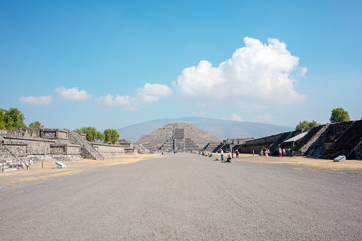 State of Mexico, Mexico; february 19 2022: 
way to the pyramid of the moon in teotihuacan.