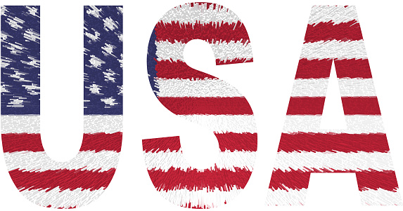 USA abbreviation with american flag transparency, USA flag illustration, national flag of America, Made with Art