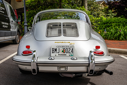 Seattle, Washington United States - June 27, 2015: Its the front view of the Speedster Vintage Porsche on display showing its pride and joys at the Greenwood Car Show in Seattle.