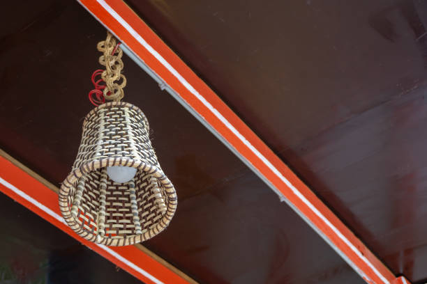 Lamp wooden cage hanging
