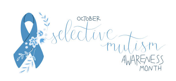 istock Selective Mutism Awareness Month October promotion banner template with support ribbon. 1418215852
